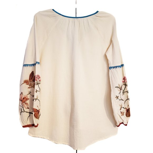 Sundance Paloma Oversized Embroidered Boho Peasant Top - Picture 4 of 8